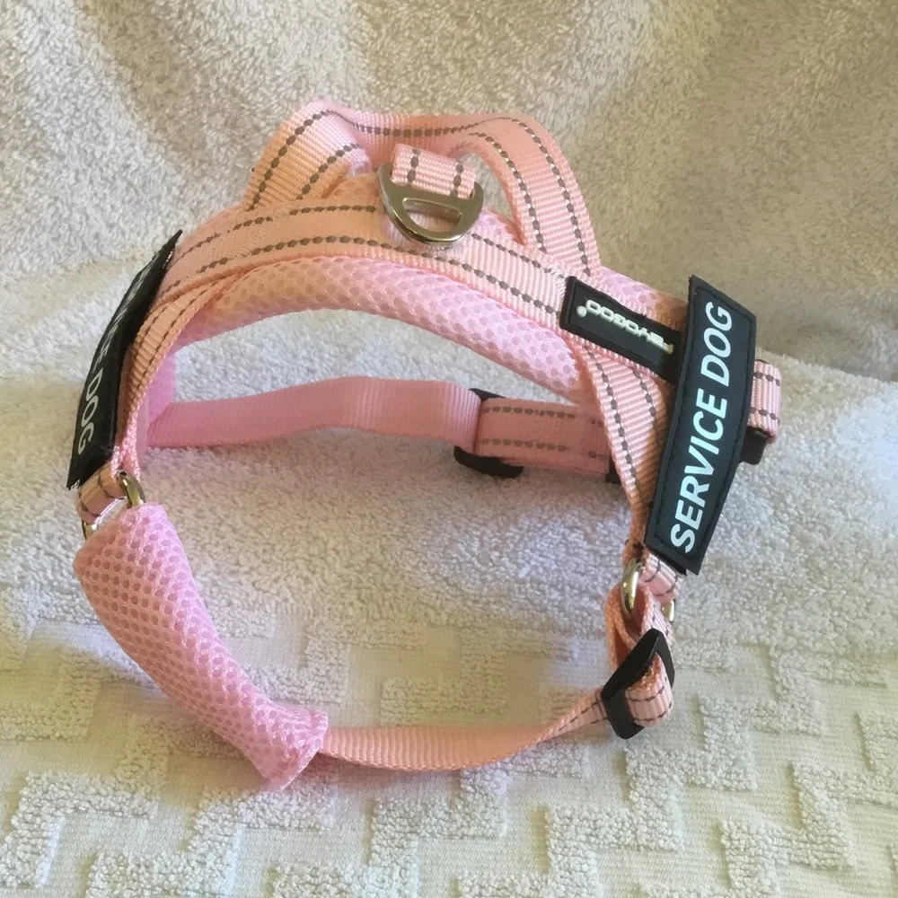 Fayogoo SERVICE DOG Pink Reflective Mesh Dog Harness
